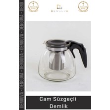 #demlik Isıya Dayanıklı Borosilikat Şeffaf Modern Tasarım Pratik Cam Süzgeçli Demlik 1.1 Litre