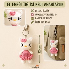 Sevimli İlmekler Amigurumi Kedi Figürlü Anahtarlık