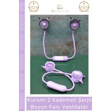 #vantilatör Kuromi Anime Tasarım 2 Kademeli Esnek 360 Derece Kawaii Şarjlı Boyun Fanı Vantilatör