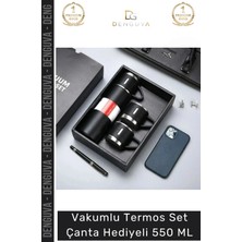 #çeliktermos Vakumlu Çelik Sızdırmaz Isı Koruyucu Kamp Piknik Ofis Termos Set Çanta Hediyeli 550 ml