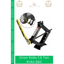 #krikoseti 1500 kg Akordiyon Makaslı Mekanik Cırcır Kollu Profesyonel Bijon Anahtarlı Kriko Set