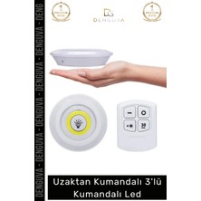 #ledspot Uzaktan Kumandalı Yapışkanlı Pilli Kablosuz Dokunmatik Mutfak 3'lü LED Spot 1 Adet
