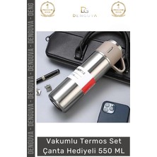 #çeliktermos Çelik Termos Vakumlu Isı Koruyan Kamp Outdoor Bardaklı Set Çanta Hediyeli 550 ml
