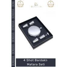#shottermos Çelik Kahve Soğuk Tutucu Şık Dayanıklı Tasarım 1 Matara 4 Shot Bardak Hediye Seti