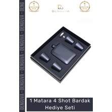 #shottermos Çelik Matara Kahve Muhafaza Kutusu Paslanmaz Piknik Outdoor 4 Shot Bardak Hediye Seti