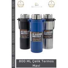 #termos Paslanmaz Isı Yalıtımlı Çift Katmanlı Vakumlu Sızdırmaz Kapaklı 800 ml Çelik Termos Mavi