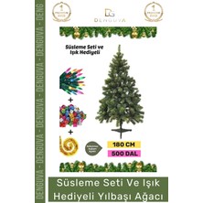 #noelpaketi Kaliteli Yapay Yeşil Sık Dallı Dekoratif Büyük Ev Ağacı Noel Paketi 180 cm 500 Dal