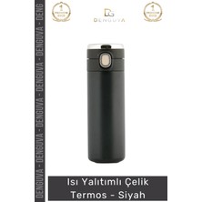 #termos Çift Katmanlı Vakum Izolasyonlu Sızdırmaz Kapak Paslanmaz Matara Çelik Termos Siyah