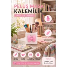 ArtMaster Açık Pembe Masaüstü Peluş Kalemlik 1 Adet PP-283 Renkli Masa Üstü Kalemlik Düzenleyici Plastik Ofis Büro Çalışma Masası