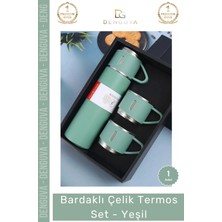 #termos Hediye Kutulu 500ML 304 Paslanmaz Çelik Vakumlu Isı Bardaklı Çelik Termos Set Yeşil