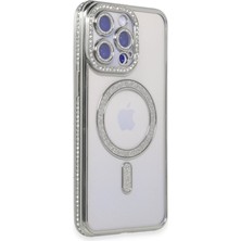 Zenviaa Apple Iphone 15 Pro Max Kılıf Joke Simli Magneticsafe Kılıf - Gümüş ZENVIAA365423