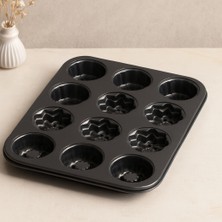 Zenviaa 12 Gözlü Metal Muffin Kek Kalıbı - Siyah ZENVIAA365423