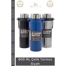 #termos Paslanmaz Vakumlu Sızdırmaz Mat Isı Koruyan Kamp Dayanıklı 800 ml Çelik Termos Siyah