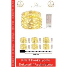 #ledlamba Peri LED Lamba 3 Fonksiyonlu 5 Metre Sarı Işık Dekoratif Yılbaşı Çam Ağacı Ev Süsleme