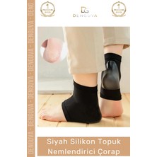 #nemlendiriciçorap Siyah Silikon Ayak Bakım Çatlak Önleyici Onarıcı Ergonomik Topuk Nemlendirici Çorap