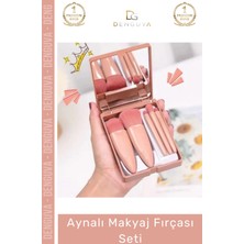 #fırçaseti Profesyonel Kompakt Şık Tasarım Fiber Kıllı Kaliteli Çantalı Aynalı Makyaj Fırçası Seti