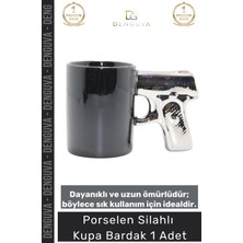 #kupabardak Hediyelik Porselen Mat Siyah Tasarım Tabancalı Kulp Ofis Ev Aksesuarı Silahlı Kupa Bardak