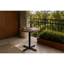 Vivense Payas Metal Ayak Mutfak Bahçe Balkon Bistro ve Cafe Masası, 70X70 Cm, Ceviz Siyah