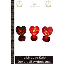 #aydınlatma Dekoratif Simli Ledli Parti Süslemeleri Hediye Kutusu Işıklı Love Kalp 3'lü Set