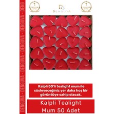 #kalplimum Kırmızı Romantik Sevgililer Günü Dekoratif Süsleme Hediyelik Kalpli 50'li Tealight Mum