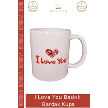 #bardak Porselen Sevgililer Günü Hediyelik Toptan Şık Tasarım I Love You Baskılı Bardak Kupa