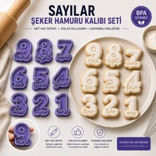 Studio Aslan Design Sayılar Şeker Hamuru Kalıbı Seti | Ingilizce Yazılı Rakam Kurabiye & Pasta Süsleme Kalıpları | 1-9 Sayı Fondan Kalıp Seti