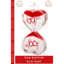 #kumsaati Romantik Tasarım I Love You Yazılı Dekoratif Hediye Ofis Kalp Şeklinde Jel Kum Saati