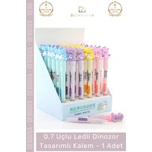 #figürlükalem Işıklı LED Ergonomik 07 Uçlu Okul Kırtasiye Hediyelik Figürlü Dinazor Tasarımlı Kalem - 1 Adet