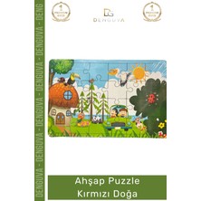 #puzzle Eğitici Ahşap Puzzle Zeka Geliştirici Yerli Seti Çocuk Oyuncak Kırmızı Doğa 24 Parça