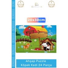 #puzzle 3 Yaş Üzeri Eğitici Oyuncak Doğal Dayanıklı Hediye Seti Ahşap Puzzle Köpek Kedi 24 Parça