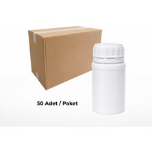 Labbakkal Numune Şişesi 250 ml 50 Adet - Yuvarlak Beyaz Kilitli Kapaklı Numune Kabı
