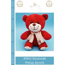 #ayıcık Kırmızı Peluş Hediye Yumuşak Kaliteli Tasarım Sevimli Şık Büyük Atkı Oyuncak Ayıcık 25CM