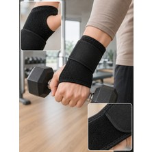 Ematcrt Siyah El Bilek Desteği Cırtlı Ayarlanabilir Başparmak Geçişli Bileklik Spor Bandajı - Lisinya