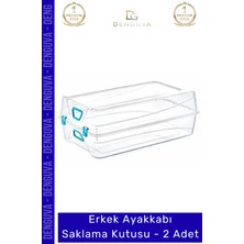 #ayakkabıkutusu Şeffaf Plastik Istiflenebilir Katlanabilir Modüler Modern Saklama Erkek Ayakkabı Kutusu - 2 Adet