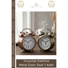 #saat Nostaljik Retro Dekoratif Vintage Masa Saati Sessiz Yuvarlak Eskitme Metal Çalar Saat