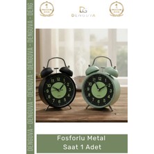 #saat Nostaljik Retro Tasarım Ikiz Çan Yüksek Sesli Alarmlı 11 cm Gece Işıklı Fosforlu Metal Çalar Saat