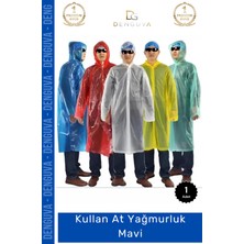 #yağmurluk Su Geçirmez Kapüşonlu Polietilen Dayanıklı Standart Beden Hafif Kullan At Yağmurluk Mavi