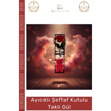 #tekligül Ayıcıklı Hediyelik Yapay Dekoratif Sevgililer Günü Yıl Dönümü Kalıcı Şeffaf Kutulu Tekli Gül