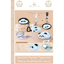 #ayna Panda Tasarım Yumuşak Kompakt Makyaj Aynası Çanta Aksesuarı Hediyelik Peluş Anahtarlıklı Ayna