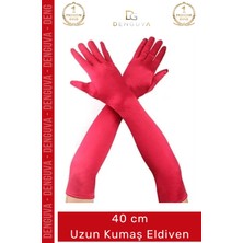 #eldiven Kırmızı 40 cm Yetişkin Kostüm Aksesuarı Şık Estetik Davet Sahne Renk Uzun Kumaş Eldiven