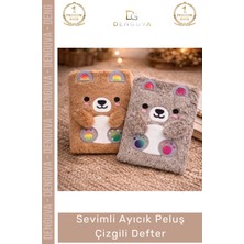 #defter Hediyelik A5 Boyut Yumuşak Kapak 150 Sayfa Kaliteli Okul Ayıcık Peluş Çizgili Defter