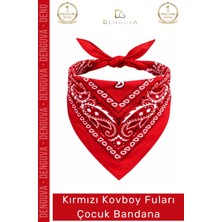 #fular Kırmızı Paisley Desenli Western Kostüm Aksesuarı Kaliteli Kovboy Fuları Çocuk Bandana