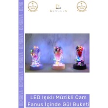 #gecelambası LED Işıklı Romantik Dekoratif Gece Lambası Estetik Müzikli Cam Fanus Içinde Gül Buketi