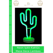 #lamba Neon Işıklı LED Dekoratif Yeşil Tasarım Modern Ev Ofis Hediye Kaktüs Masa Gece Lambası