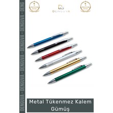 #kalem Premium Lazer Baskı Kurumsal Prestijli Modern Dayanıklı Şık Metal Tükenmez Kalem Gümüş