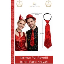 #partikravatı Gümüş Pul Payetli Sahne Kostüm Aksesuarı Şık Ayarlanabilir Işıltılı Parti Kravatı 33 cm
