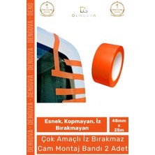 #montajbandı Turuncu Pvc Iz Bırakmaz 48MM 25 Metre Oto Ev Ofis Cam Montaj Sabitleme Bandı - 2 Adet