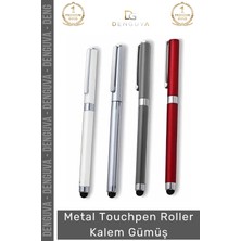 #kalem Metal Gövde Lüks Şık Prestijli Tasarım Promosyon Logolu Touchpen Roller Kalem Gümüş