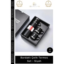 #termos Vakumlu Isı Yalıtımlı Paslanmaz 500 ml Mat Hediyelik Bardaklı Çelik Termos Set Siyah