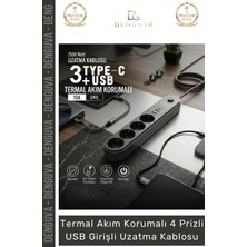 #uzatmakablo Akım Korumalı Typec Enerji Istasyonu Priz Hızlı Şarj Kablolu USB Girişli Uzatma Kablosu